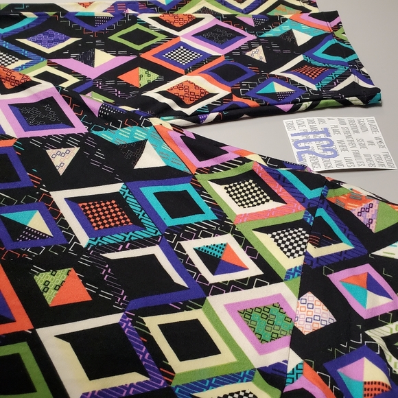 LuLaRoe TC2 Leggings Geometric Diamond Print NEW - Picture 3 of 7